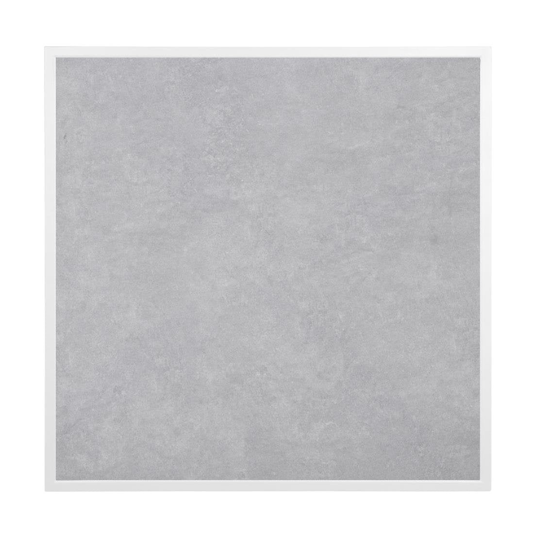 Bolero Light Grey Stone Effect Outdoor Fibre Glass Table Top White Trim - 700mm FU514 - Whisk Hospitality - FU514