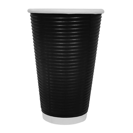 Fiesta Recyclable Hot Cup Ripple Wall Black 455ml (Sleeve 25) CM542 - Whisk Hospitality - CM542