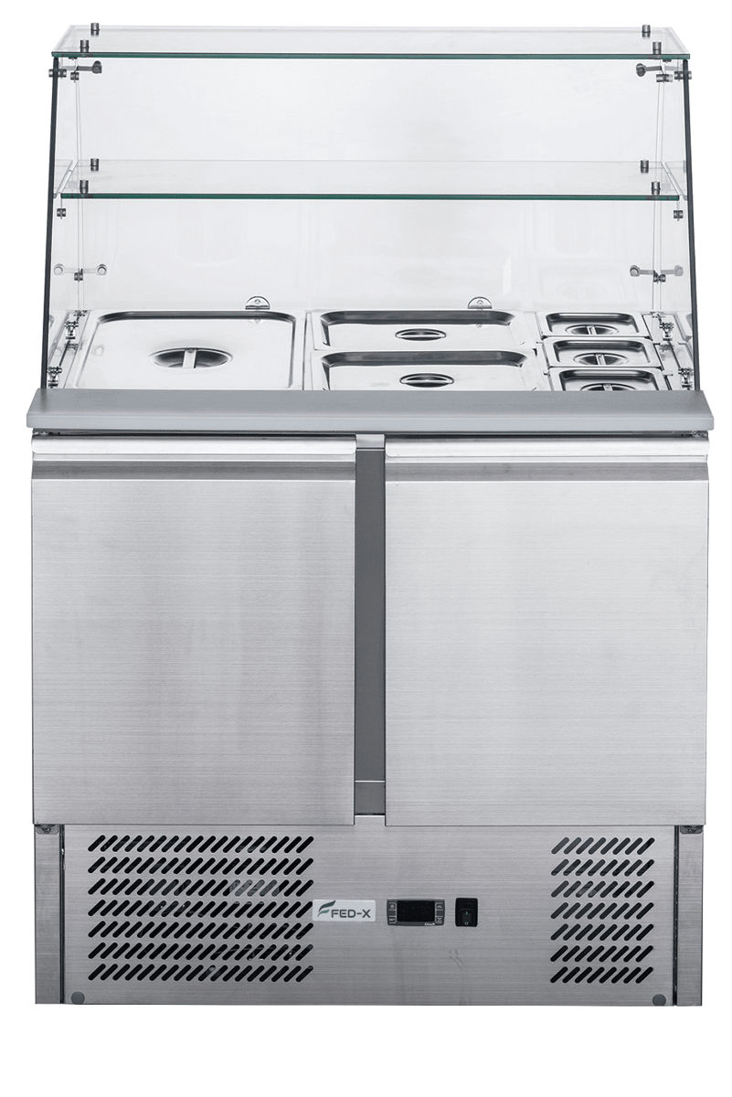 FED - X Two Door Salad Prep Fridge with Glass Top - XS900GC - Whisk Hospitality - XS900GC