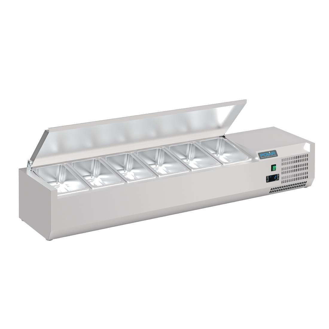 Polar G - Series Countertop Prep Fridge with Lid 6x 1/4GN with Hard Stainless Lid DA680 - A - Whisk Hospitality - DA680-A