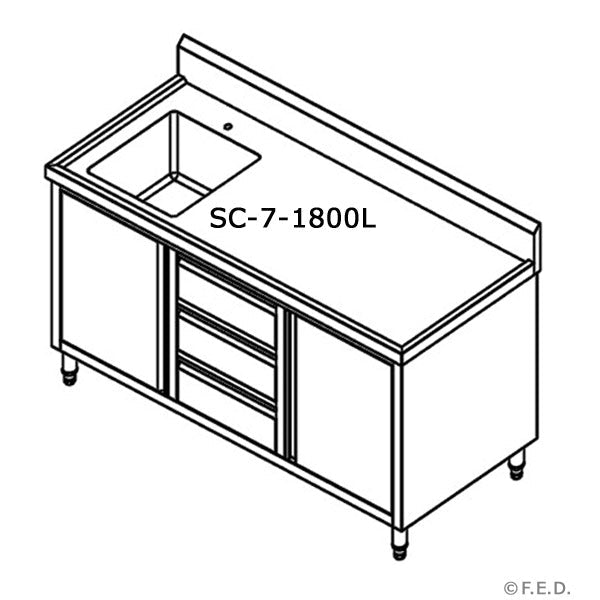 SC - 7 - 1800L - H CABINET WITH LEFT SINK - Whisk Hospitality - SC-7-1800L-H