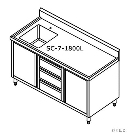 SC - 7 - 1800L - H CABINET WITH LEFT SINK - Whisk Hospitality - SC-7-1800L-H