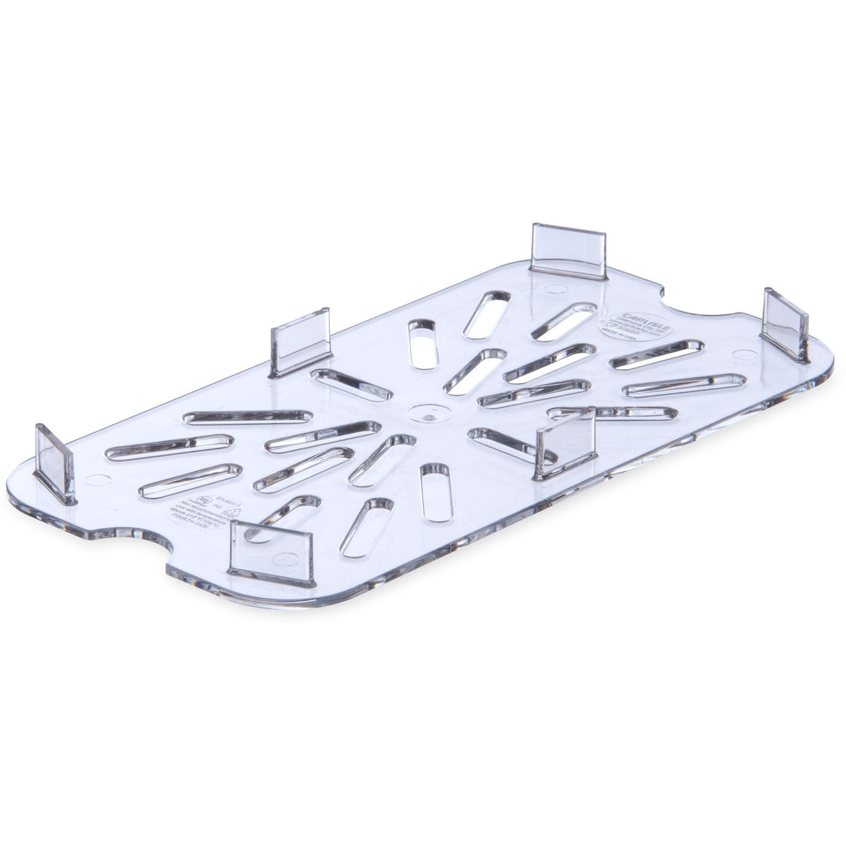 3069507 Carlisle StorPlus Clear Polycarbonate 1/4 Drain Shelf 107mm x 206mm x 14mm - Whisk Hospitality - 3069507