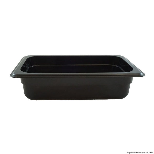 Food tek Black Poly 1/3 x 100 mm Gastronorm Pan - JW-P134B (1 Pack) - Whisk Hospitality - JW-P134B