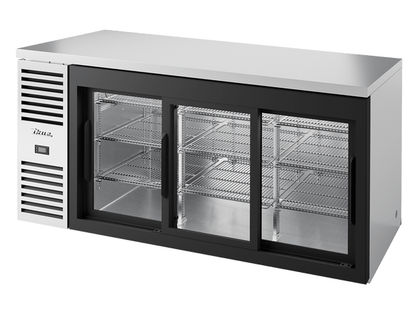 True Refrigeration Bar Refrigerator Stainless Steel Ext 3 Glass Slide Doors - TBR72 - RISZ1 - L - S - 111 - 2 - Whisk Hospitality - TBR72-RISZ1-L-S-111-2