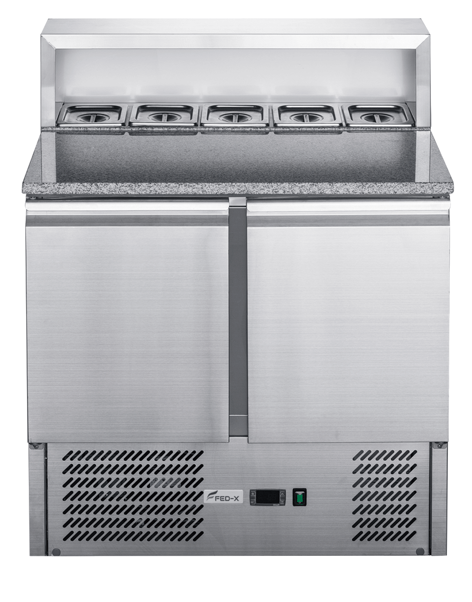 FED - X Two Door Salad Prep Fridge with Marble Top - XGNS900E - Whisk Hospitality - XGNS900E
