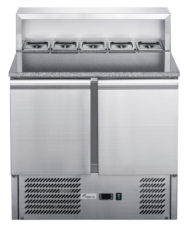 FED - X Two Door Salad Prep Fridge with Marble Top - XGNS900E - Whisk Hospitality - XGNS900E