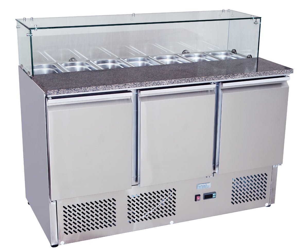 Atosa 3 DOORS PIZZATABLE SALADETTE FRIDGE 1365 MM ESL3864 - Whisk Hospitality - ESL3864