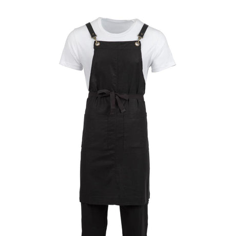 Southside Linen Blend Bib Apron Black BB691 - Whisk Hospitality - BB691