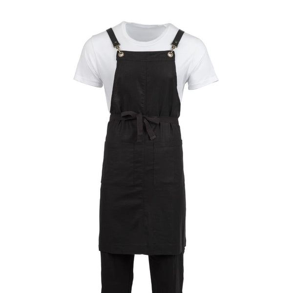 Southside Linen Blend Bib Apron Black BB691 - Whisk Hospitality - BB691