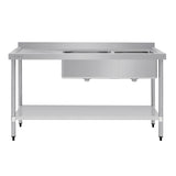 Vogue Double Bowl Sink L/H Drainer - 1800mm x 700mm (90mm Drain) HC920 - Whisk Hospitality - HC920