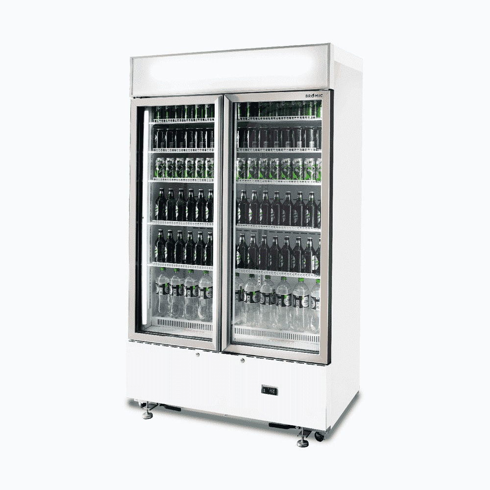 Bromic Upright Display Fridge - 960L - 2 Doors - Flat Glass - Cassette - White - Whisk Hospitality - GM1000LWCAS