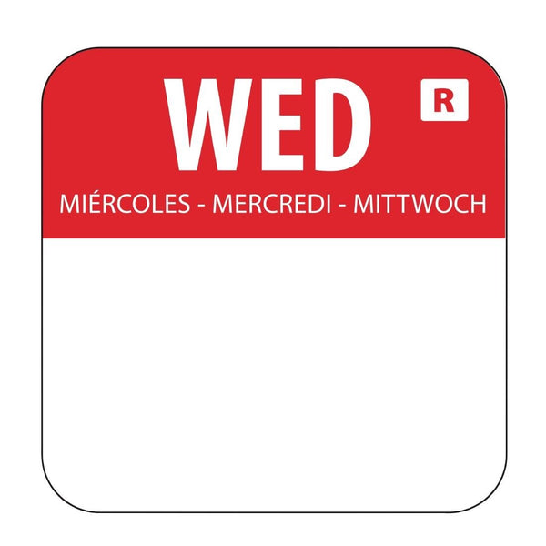 Hygiplas Day of the Week Removable Label Wednesday 1'' (Roll 1000) L933 - Whisk Hospitality - L933