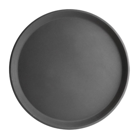 Olympia Kristallon Anti - Slip Fibreglass Round Tray Black - 356mm J846 - Whisk Hospitality - J846
