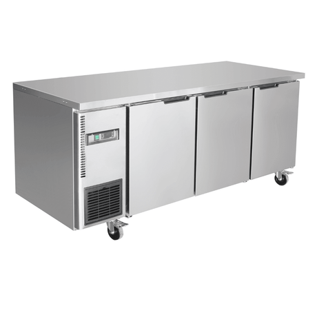 Thermaster Stainless Steel Triple Door Workbench Freezer - TS1800BT - 3D - Whisk Hospitality - TS1800BT-3D