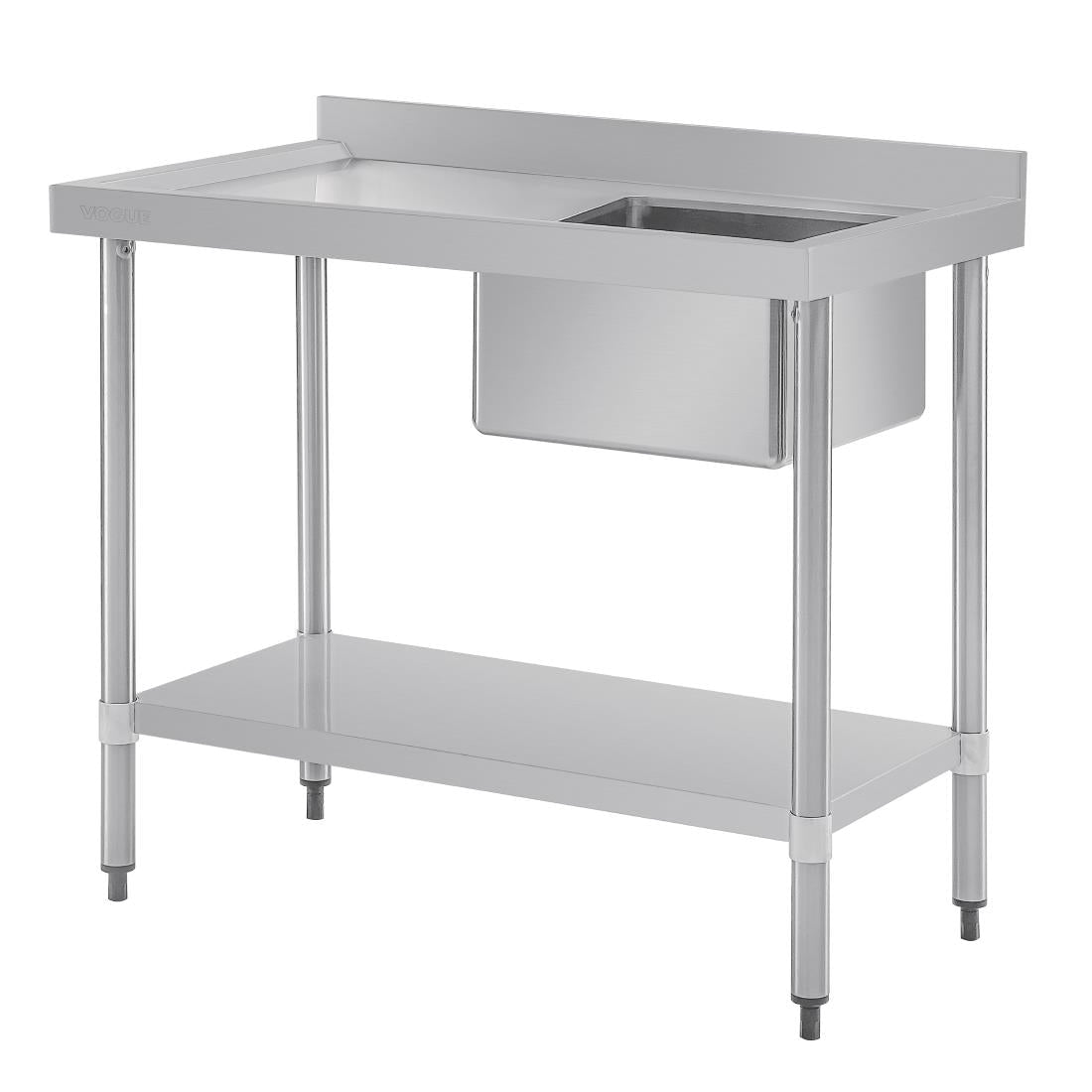 Vogue Single Bowl Sink L/H Drainer - 1000mm (90mm Drain) HC901 - Whisk Hospitality - HC901