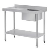 Vogue Single Bowl Sink L/H Drainer - 1000mm (90mm Drain) HC901 - Whisk Hospitality - HC901