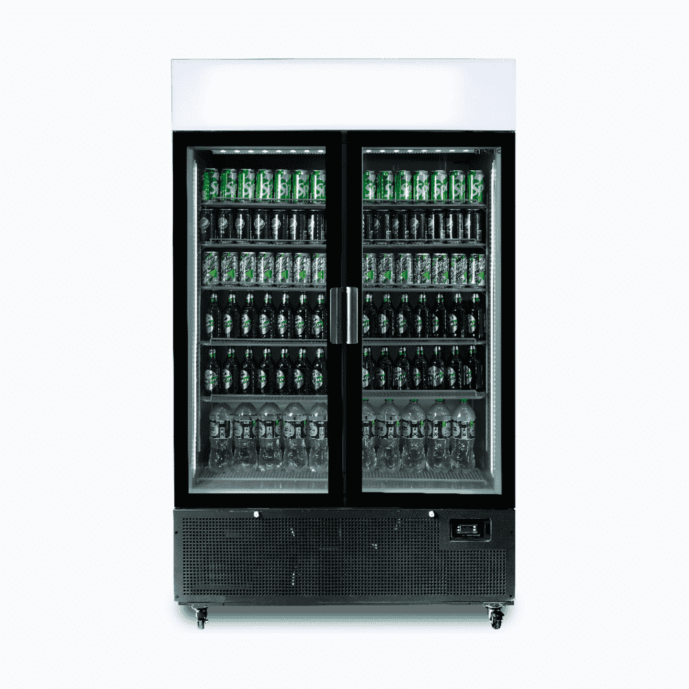 Bromic Upright Display Fridge - 1082L - 2 Door - Flat Glass - Lightbox - Black - Whisk Hospitality - GM1100LB-NR