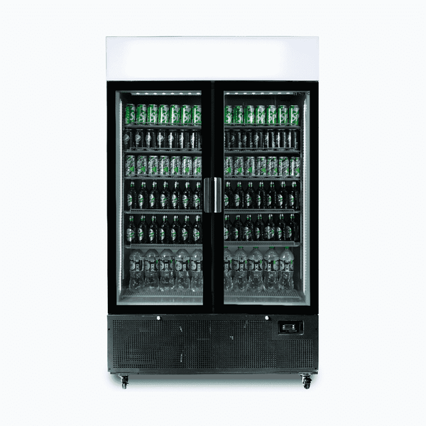Bromic Upright Display Fridge - 1082L - 2 Door - Flat Glass - Lightbox - Black - Whisk Hospitality - GM1100LB-NR