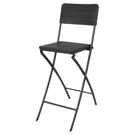 Bolero Folding PE Bar Chair Black Wood Design (Set 2) HZ893 - Whisk Hospitality - HZ893