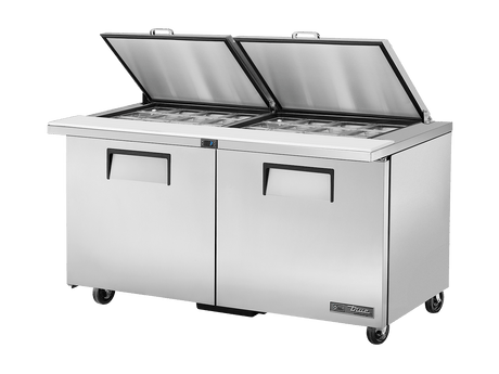 True Refrigeration Prep Table 24x 1/6 Top Pans 2 Solid Swing Doors Removable lids - TSSU - 60 - 24M - B - ST - HC FLID - Whisk Hospitality - TSSU-60-24M-B-ST-HC FLID