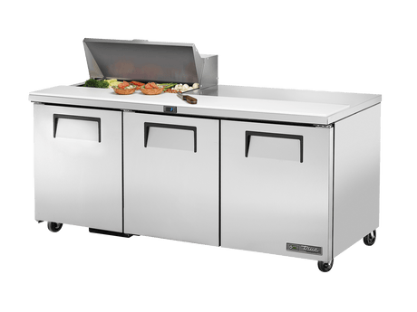 True Refrigeration Prep Table 8x 1/6 Top Pans 3 Solid Swing Doors - TSSU - 72 - 08 - HC - Whisk Hospitality - TSSU-72-08-HC