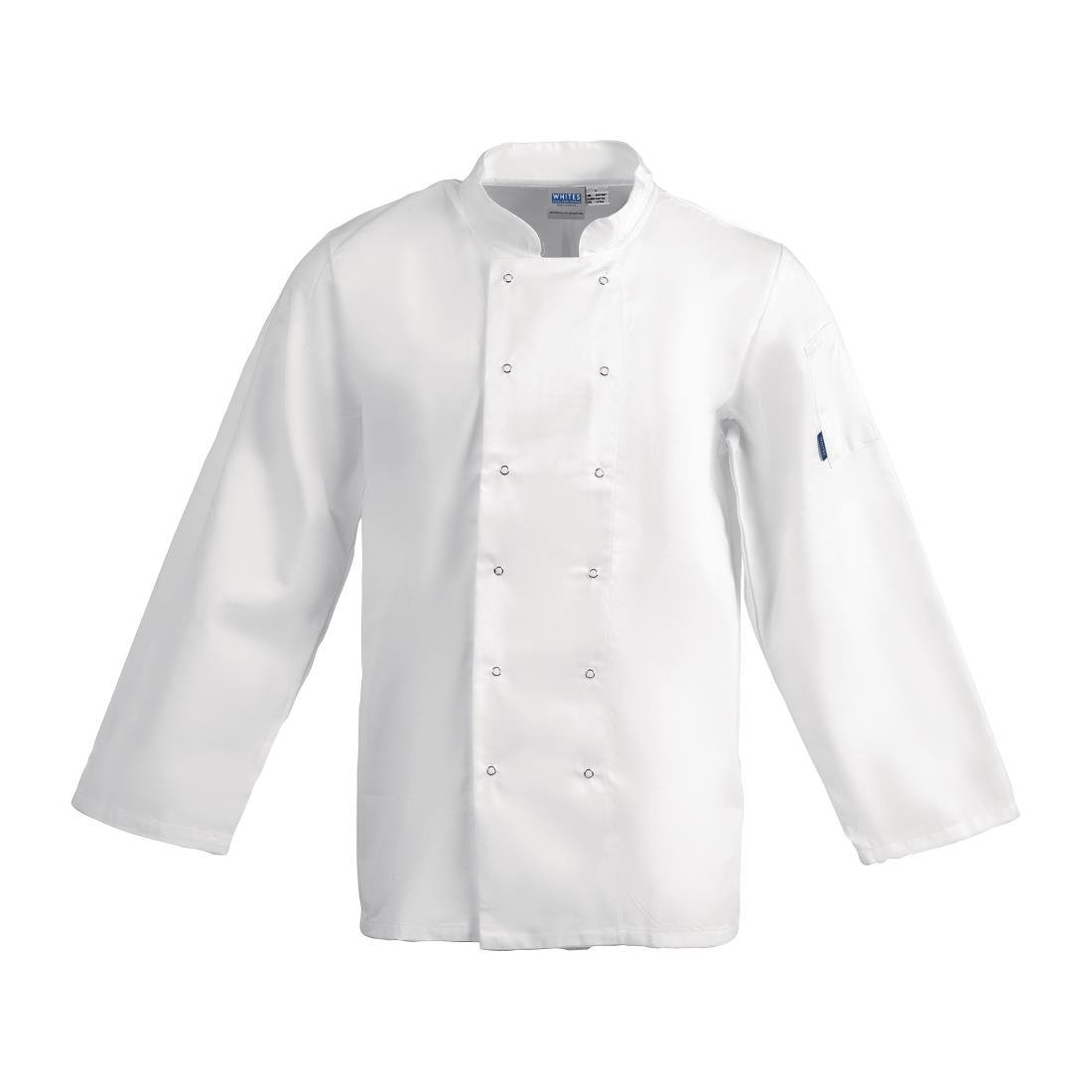 Whites Vegas Chefs Jacket Long Sleeve White Polycotton - Size XXL A134 - XXL - Whisk Hospitality - A134-XXL