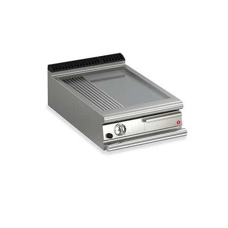 BARON 2 Burner Gas Fry Top With 2/3 Smooth 1/3 Ribbed Mild Steel Plate And Thermostatic Control - Whisk Hospitality - Q90SFT/G820