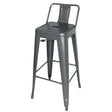 Bolero Gun Metal Grey Steel Bistro High Stool with backrest (Pack 4) DM935 - Whisk Hospitality - DM935