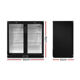 Devanti 198L Bar Fridge Dual Glass Door w/Light Black - Whisk Hospitality - BF-E-198L-BK