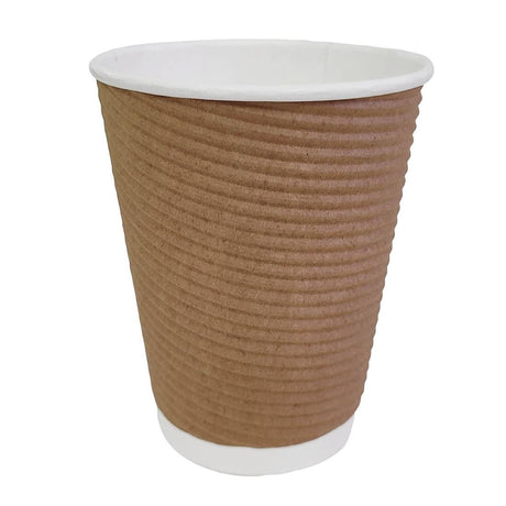 Fiesta Recyclable Hot Cup Ripple Wall Kraft 340ml (Sleeve 25) GP445 - Whisk Hospitality - GP445