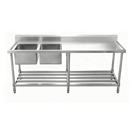 Work Bench - Double Sink with Pipe Undershelf - Left Sink / 700 / ASD-2470L - Whisk Hospitality - 622330