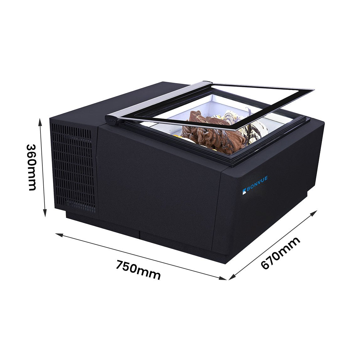 Bonvue Bench Top Gelato / Ice cream Display Showcase - CGD-03B - Whisk Hospitality - CGD-03B