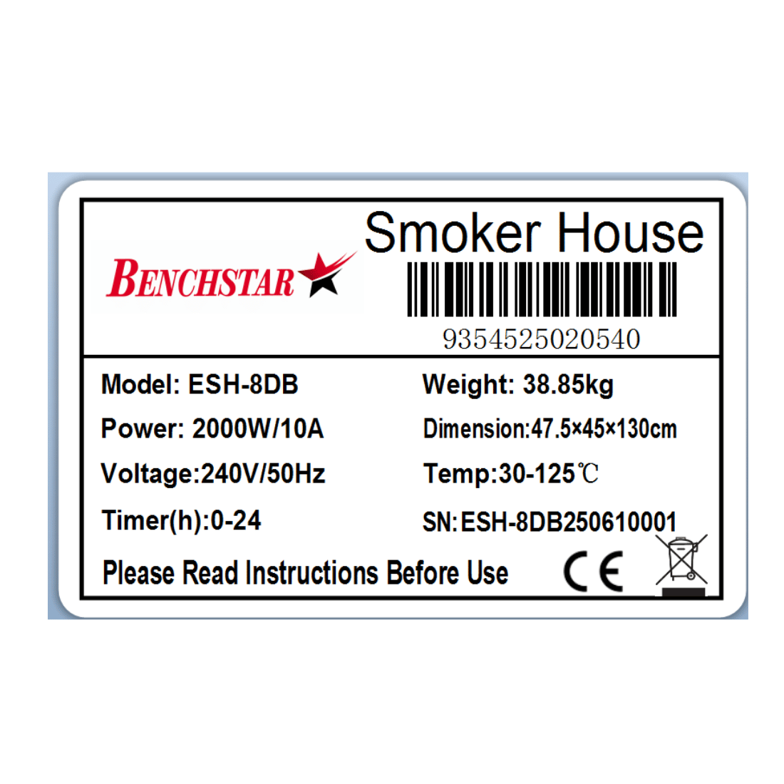 Benchstar Smoker/Dehydrator Combination Unit - ESH - 8DB - Whisk Hospitality - ESH-8DB