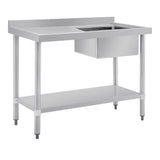 Vogue Single Bowl Sink L/H Drainer - 1000mm (90mm Drain) HC901 - Whisk Hospitality - HC901