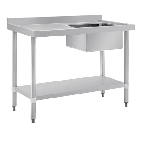 Vogue Single Bowl Sink L/H Drainer - 1000mm (90mm Drain) HC901 - Whisk Hospitality - HC901