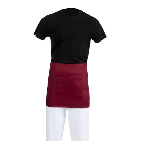 Whites Short Bistro Apron Burgundy - 750x373mm 29.5x14.7" BB177 - Whisk Hospitality - BB177