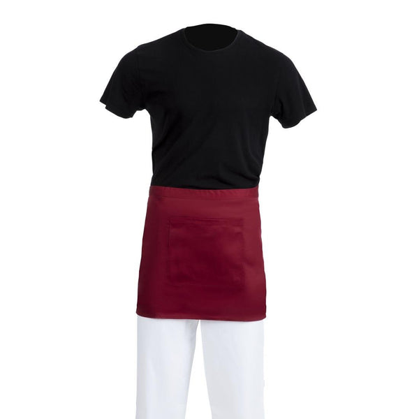 Whites Short Bistro Apron Burgundy - 750x373mm 29.5x14.7" BB177 - Whisk Hospitality - BB177