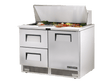 True Refrigeration Prep Table 18x 1/6 Top Pans 2 Drawers + 1 Solid Swing Door - TFP - 48 - 18M - D - 2 - HC - Whisk Hospitality - TFP-48-18M-D-2-HC