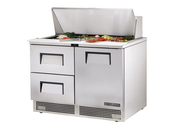 True Refrigeration Prep Table 18x 1/6 Top Pans 2 Drawers + 1 Solid Swing Door - TFP - 48 - 18M - D - 2 - HC - Whisk Hospitality - TFP-48-18M-D-2-HC