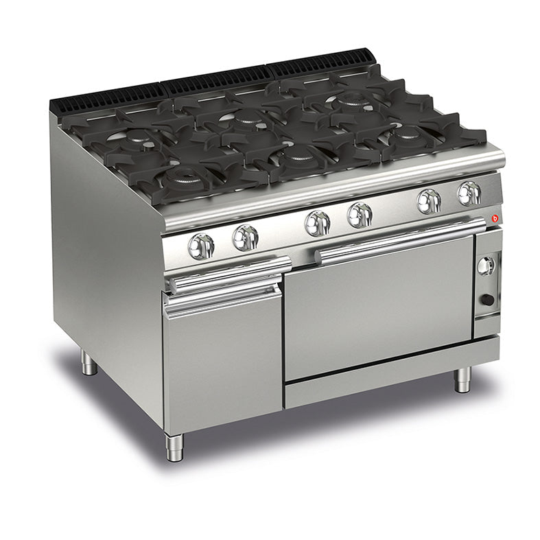 BARON 6 Burner Gas Cook Top With Gas Oven Q70PCF/G1205 - Whisk Hospitality - Q70PCF/G1205