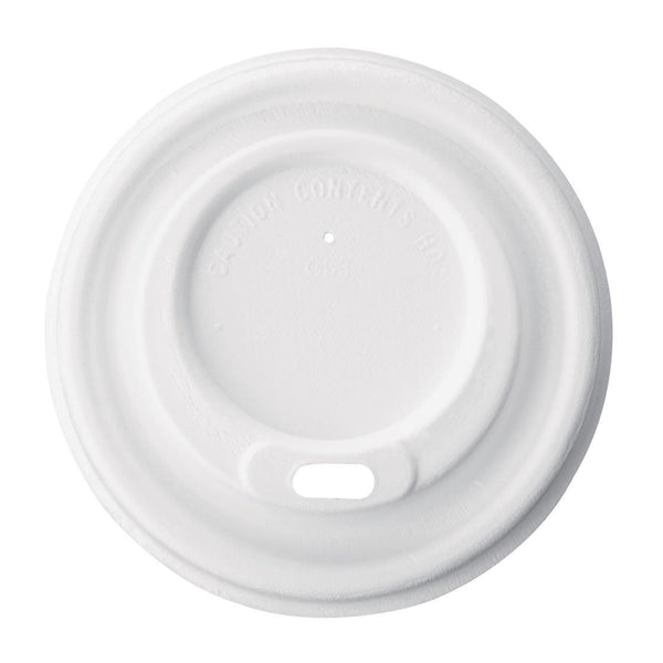 Fiesta Compostable Bagasse Hot Cup Lid - 80mm for 225ml Cup (Pack 1000) FS060 - Whisk Hospitality - FS060