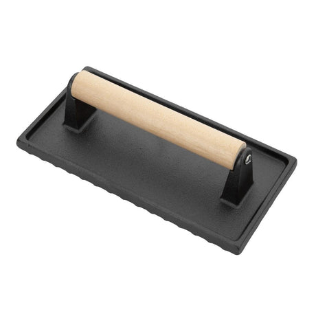 Vogue Cast Iron Steak Weight with Wood Handle GN770 - Whisk Hospitality - GN770