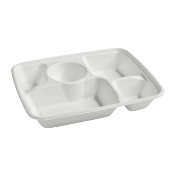 PakMax Sugarcane 5-Compartment Lunch Tray LT-51 - Whisk Hospitality - LT-51