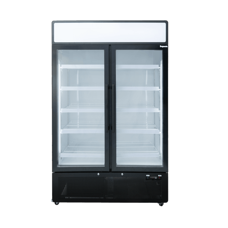 Exquisite Two Glass Door Upright Display Refrigerators 850L – Black - DC880PB - Whisk Hospitality - 