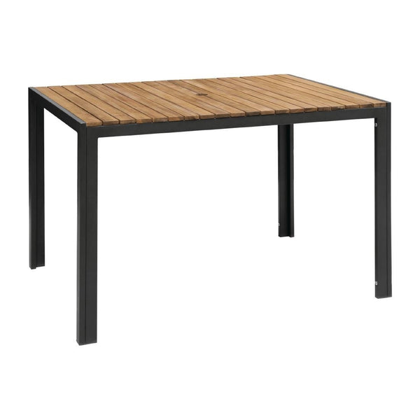 Bolero Steel & Acacia Table - 1200x800mm DS153 - Whisk Hospitality - DS153