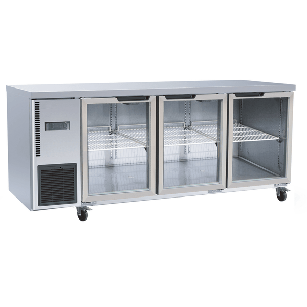 Thermaster Stainless Steel Triple Glass Door Workbench Fridge - TL1800TNG - 3D - Whisk Hospitality - TL1800TNG-3D