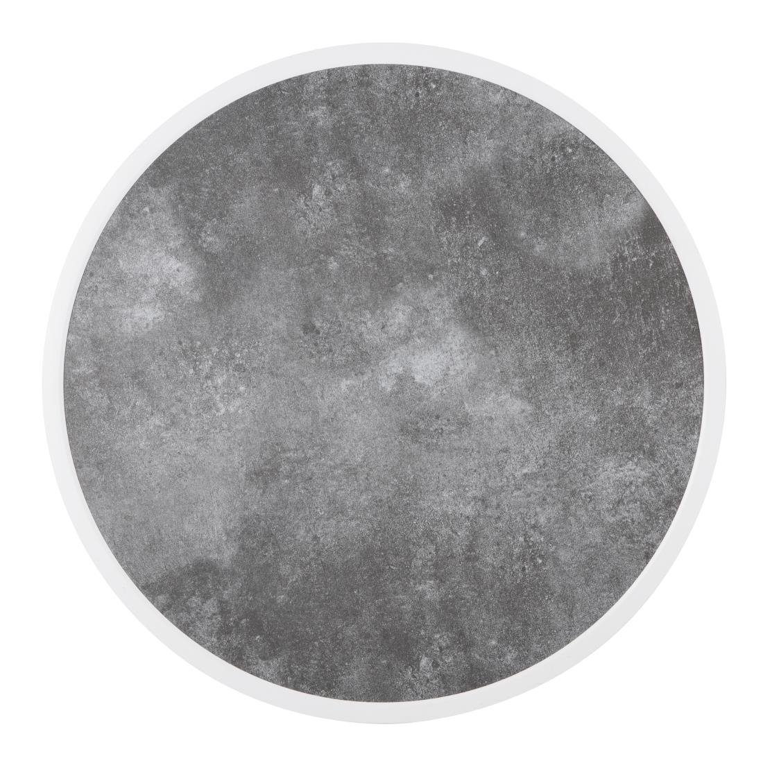 Bolero Dark Stone Effect Outdoor Fibre Glass Table Top White Trim Round - 580mm DL488 - Whisk Hospitality - DL488