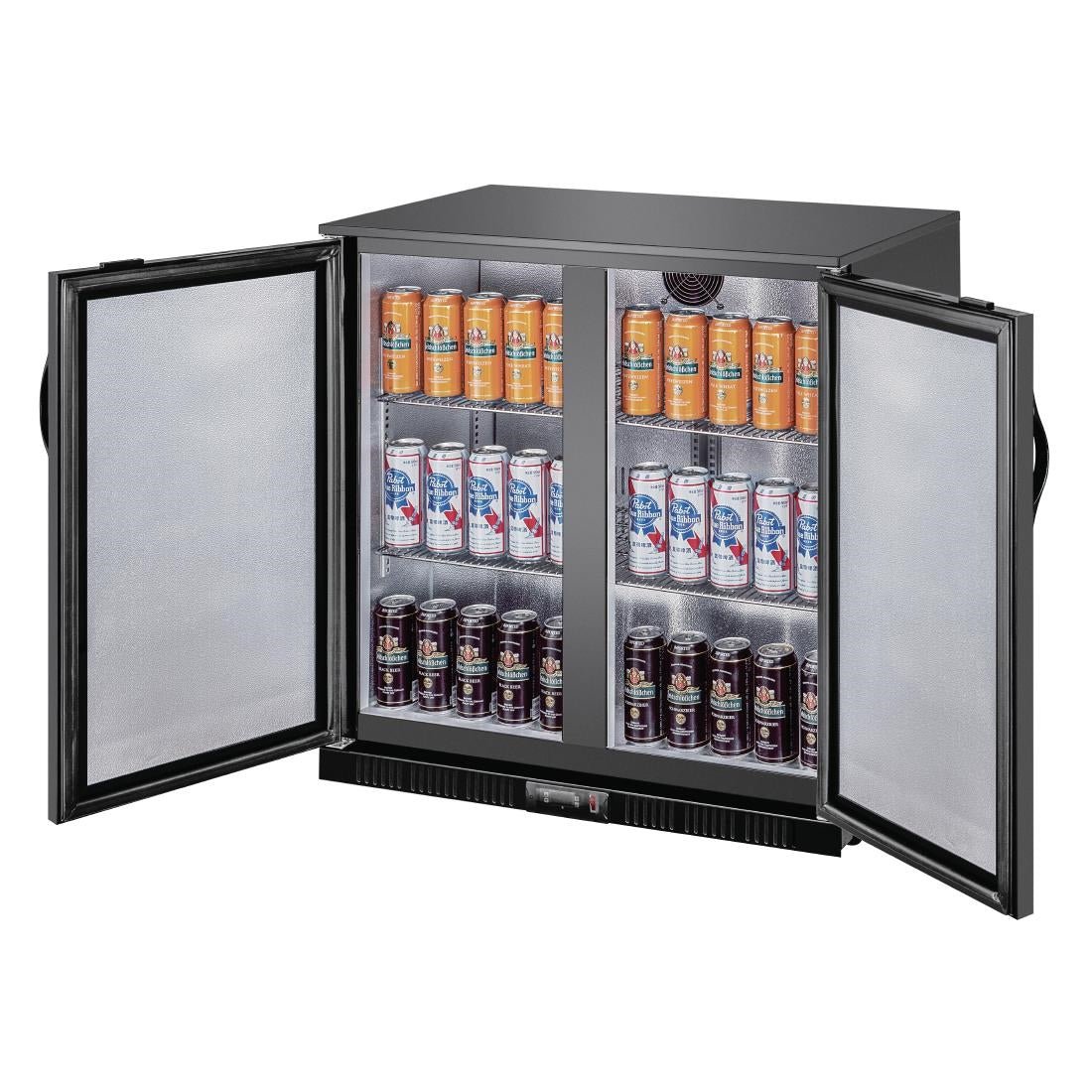 Polar G - Series Back Bar Cooler with Double Solid Hinged Doors Black - 850mm GE998 - A - Whisk Hospitality - GE998-A