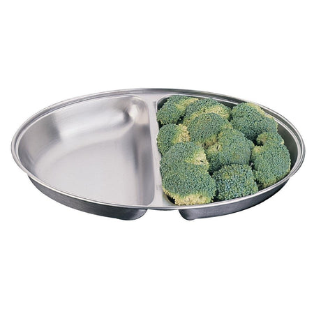 Oval Vegetable Dish St/St 2 division - 254mm 10" P185 - Whisk Hospitality - P185